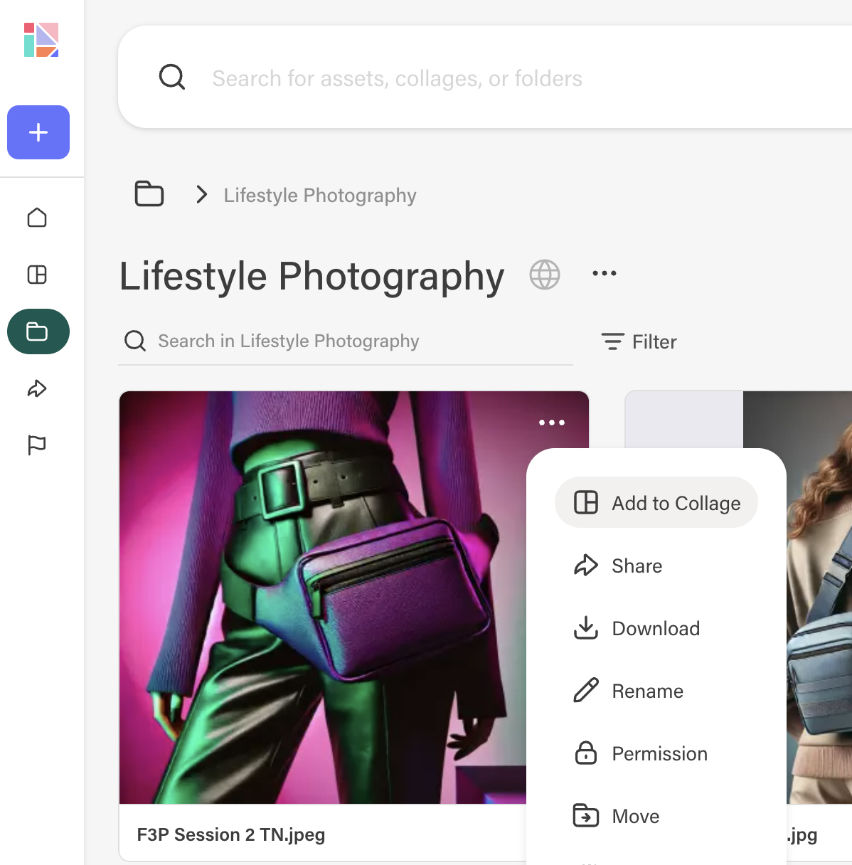 Add to collage menu
