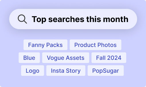 Search engine graphic showing "Top searches this month" with various keyword tags.